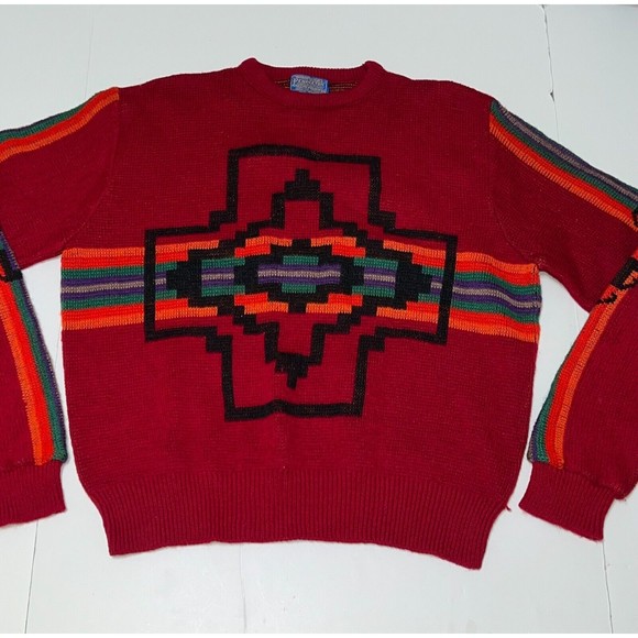 Vintage PENDLETON Aztec Southwest High Grade Western Wear Wool Sweater Large USA